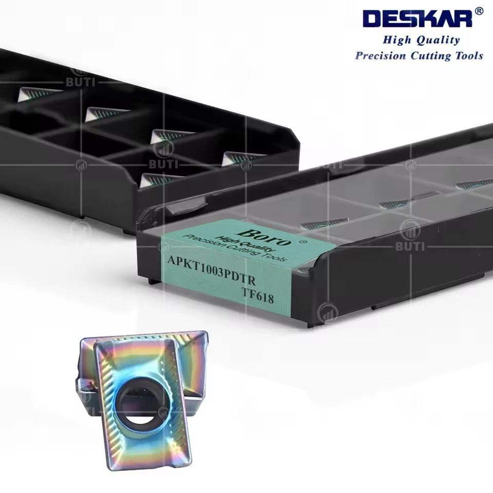 DESKAR 100% Originele APKT1003PDTR TF618 Numerieke Controle Draaibank Gehard Staal Freesblad Metalen Snijgereedschappen Carbide Wisselplaten