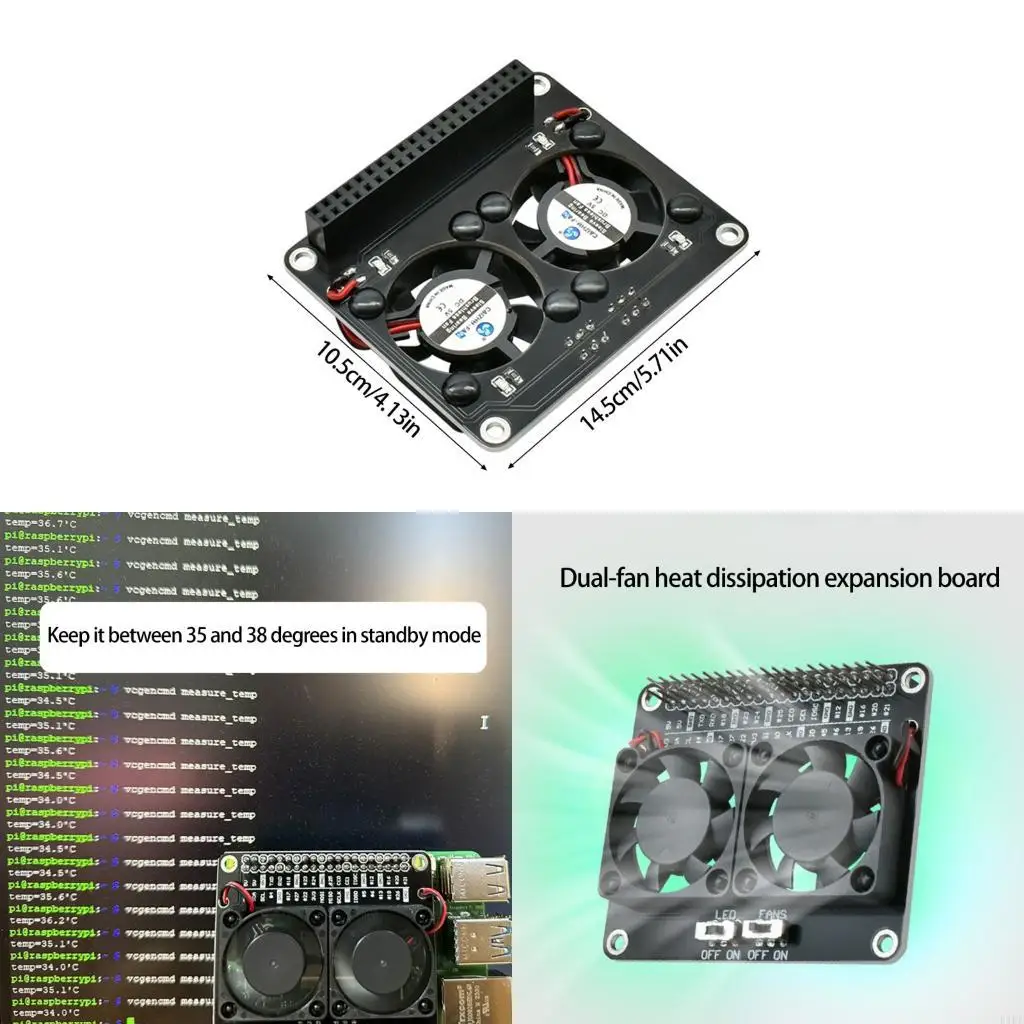 

Double Fan Cooling Expansion Board With LED Ambients Light for Raspberry 5 K1KF
