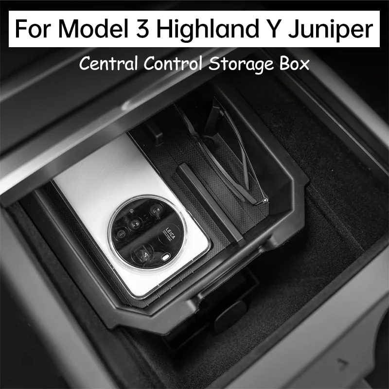 

For Tesla Model 3 Highland Y Juniper Car Central Control Storage Box Double-layer Armrest Organizer Auto Interior Accessories