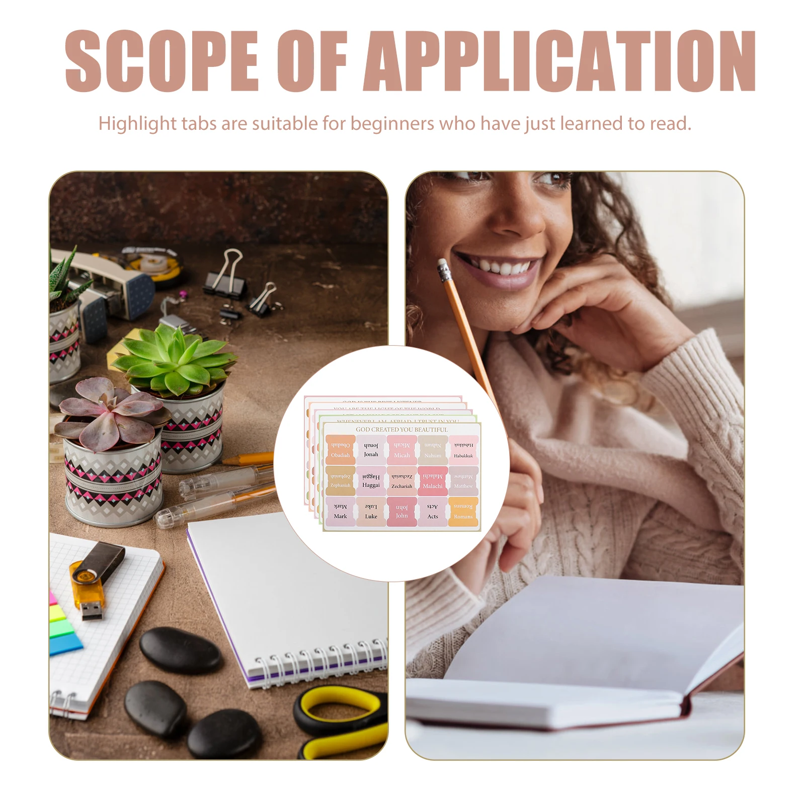 

5 Sheets Bible Book Colored Stickers Index Labels Study Page Markers Women Journaling Accessories Long Lasting Small