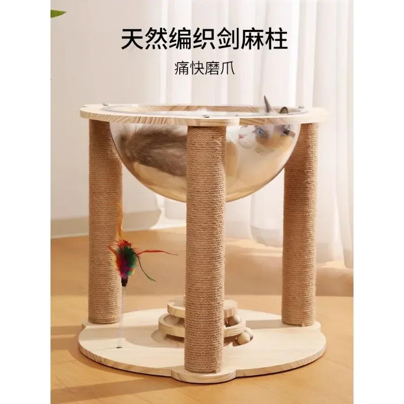 

-Small Cat Crawling Rack Toy Self Help Soothing Cat Nest Scratch Board Durable and Non Shattering Scratch Pillar Integrated