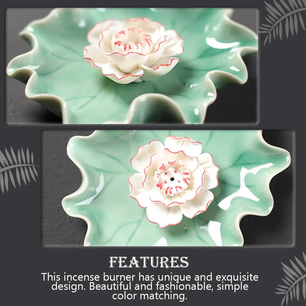 

Lotus Ceramic Incense Tray Elegant Lotus Shape Incense Burner Decorative Insert Stand Home Desktop Decor Stick Inserting Censer