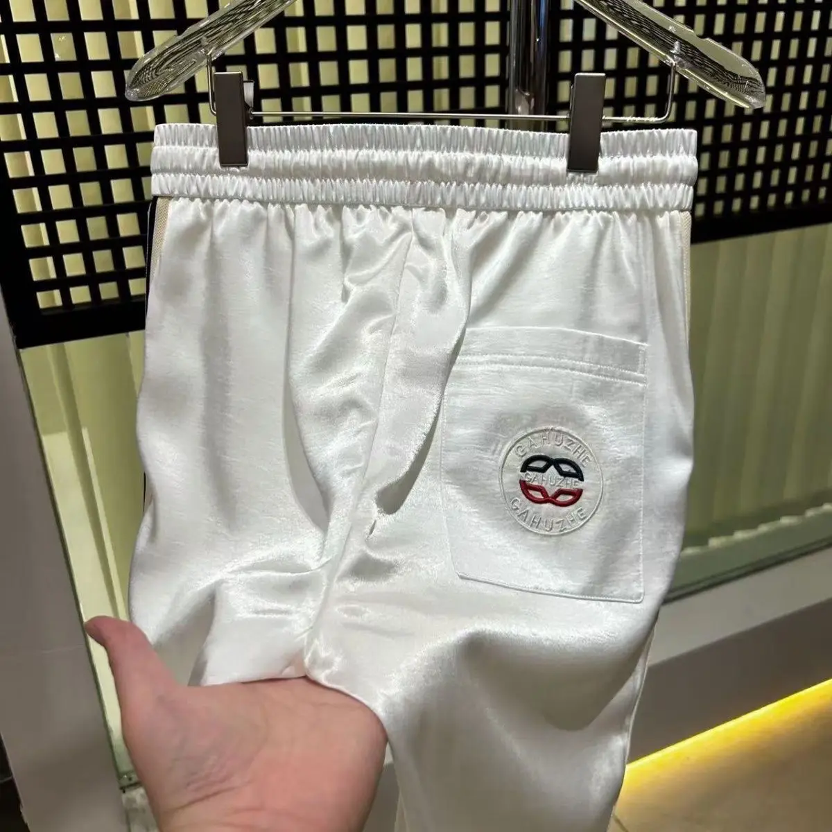 Summer Glossy Shiny Straight Pants Casual Sports Plus Size Black Trousers