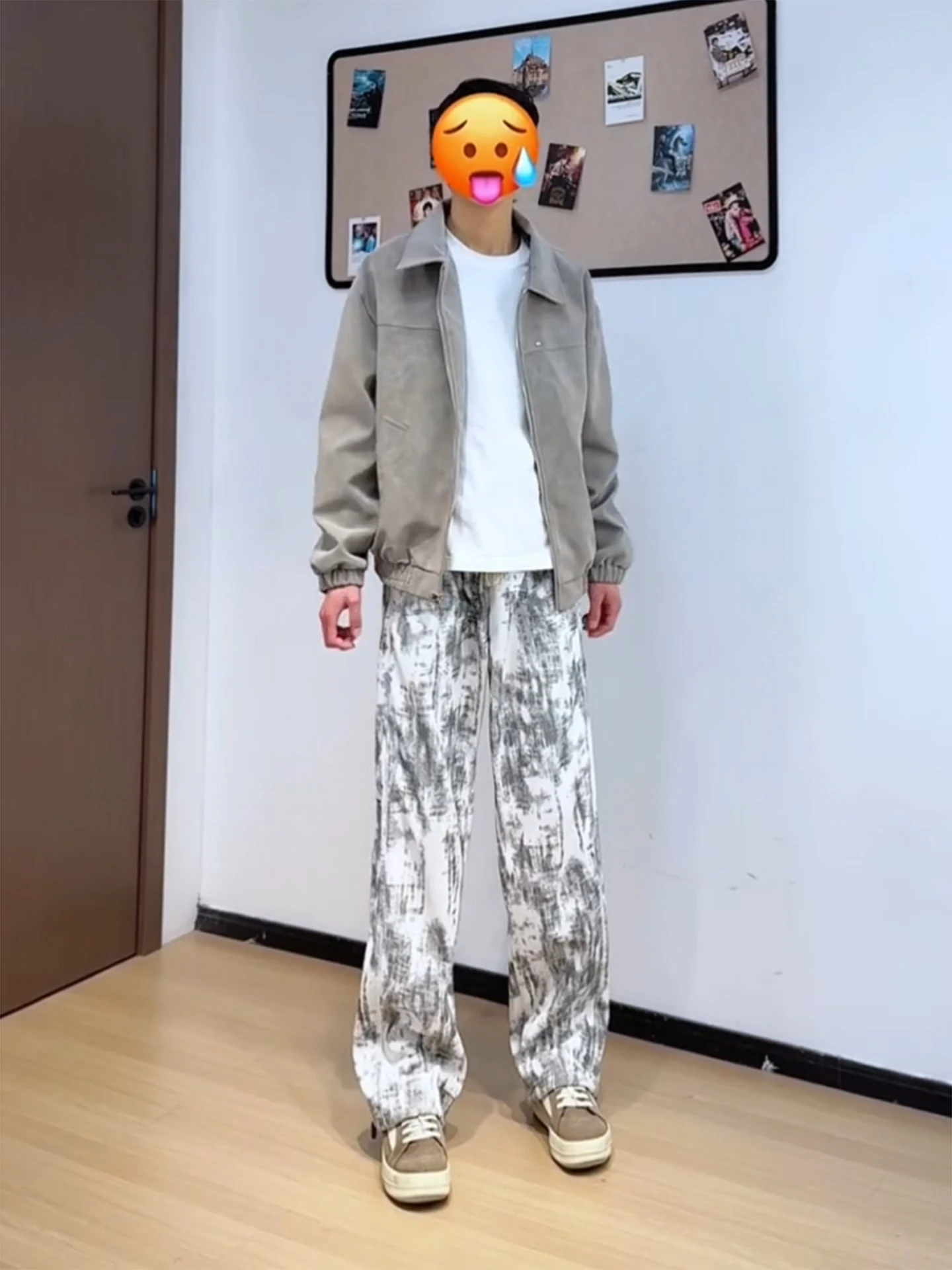 

American Sle Tie Dye Ink Straight Leg Casual Pants Men's Spring Autumn Sli High End Loose Fit Daily Wear Trousers