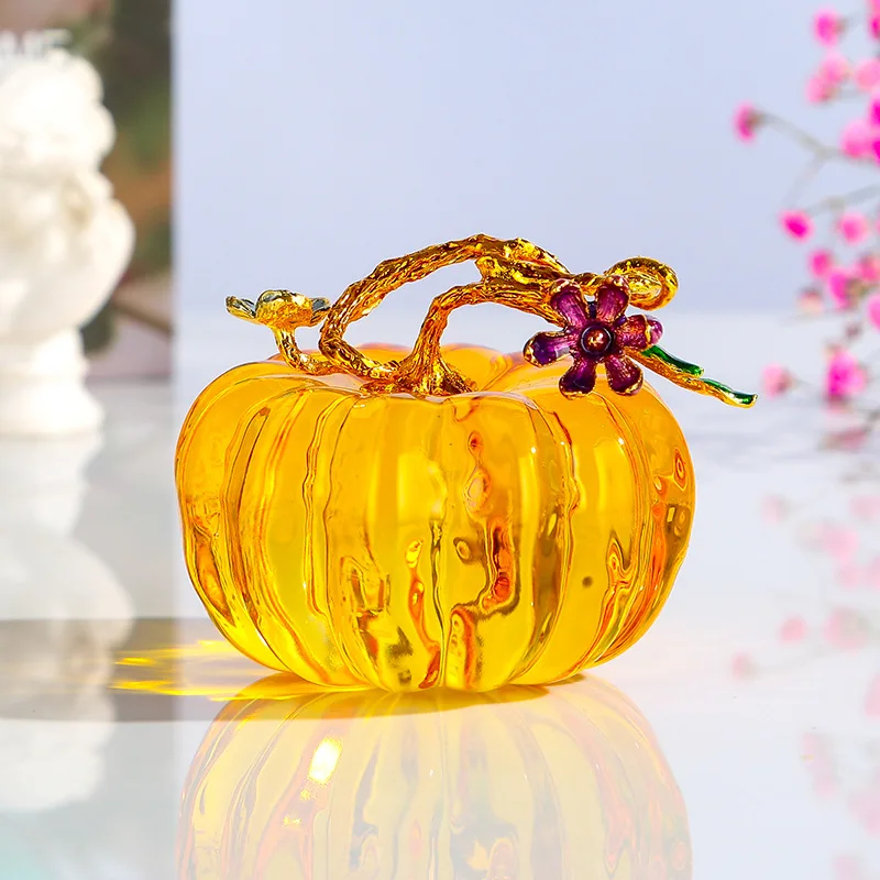 Glass crystal pumpkin small crafts desktop creative home decoration photo props counter decoration