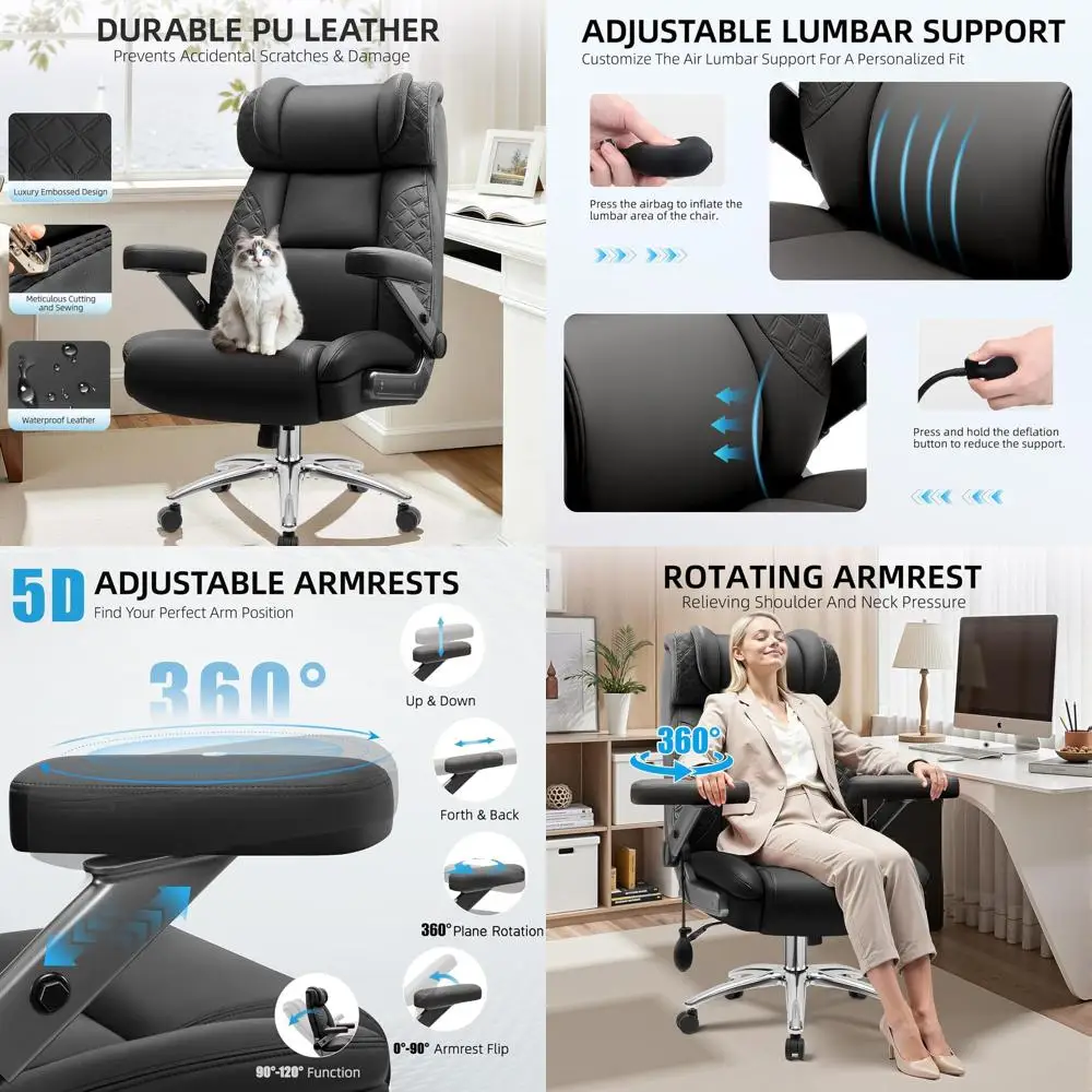 

Большое и высокое офисное кресло для крупных людей, компьютерное кресло для тяжелых нагрузок, увеличенное игровое кресло руководителя, сверхширокое, эргономичное, до 227 кг