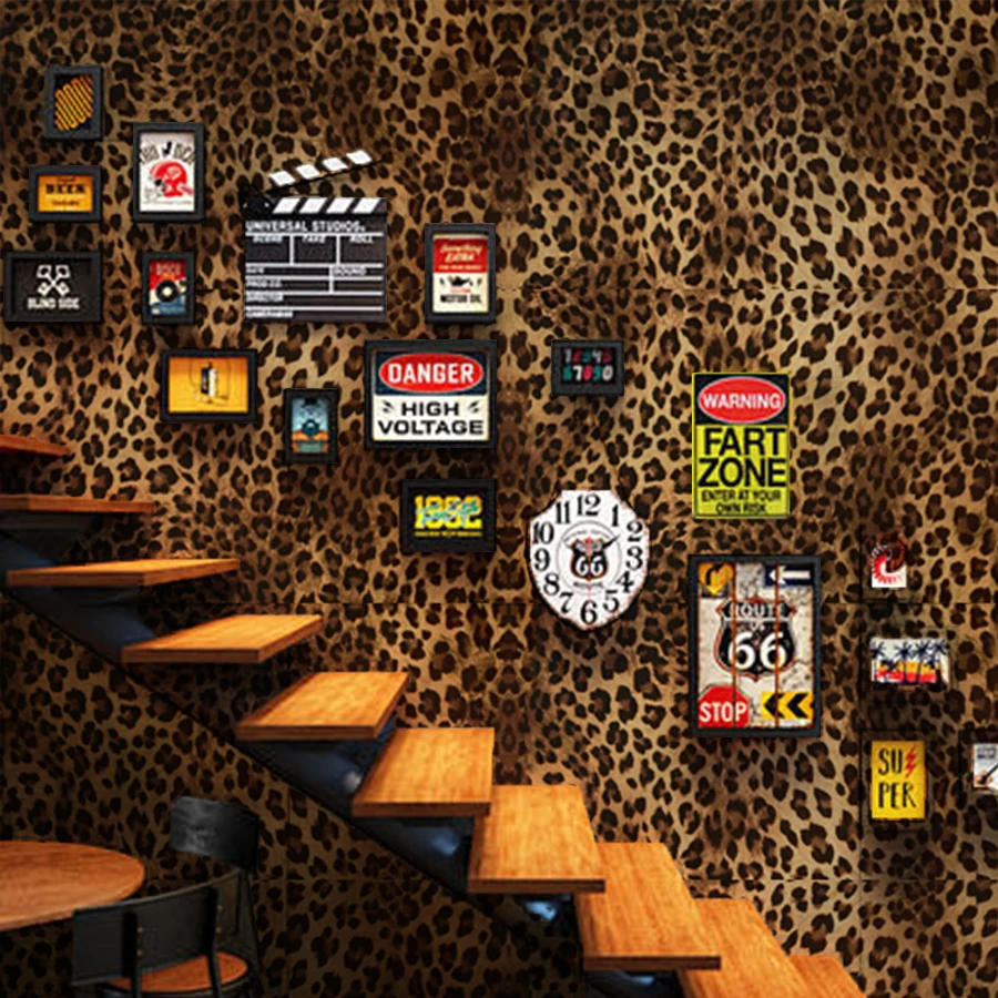 Leopard Print Self-adhesive Wallpaper for Home Decoration Dining Room Living Room Bedroom TV Background Wall PVC Sticker