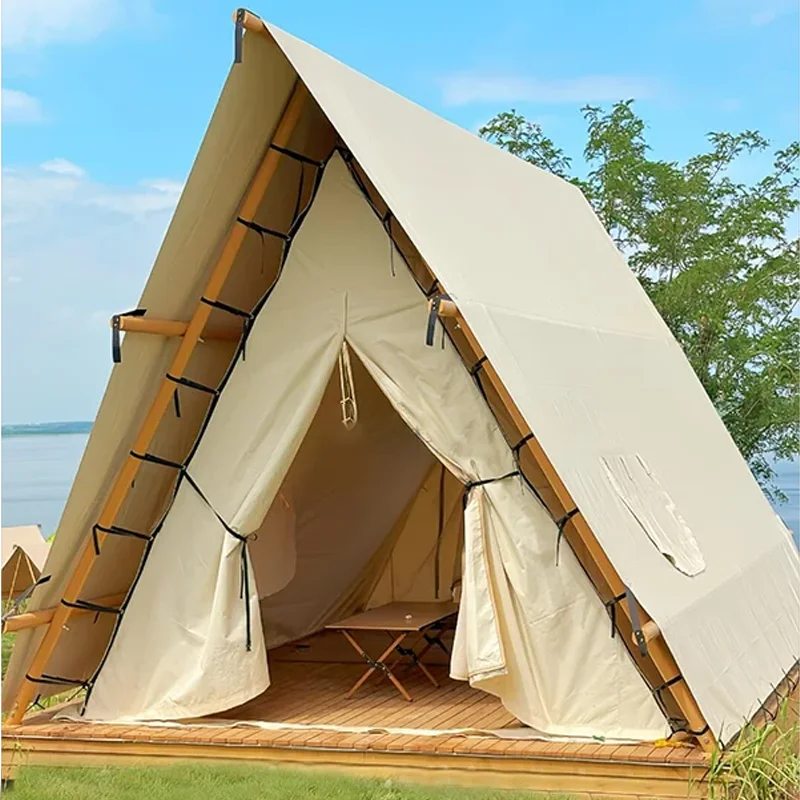 Luxury Triangle Tent For Boutique Camping Stylish Shelter Quick Setup Safari Tent Durable Canvas Glamping Tents Eco-Conscious