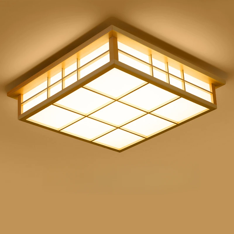 

Japanese Style Ceiling Light Solid Wood Tatami Homestay LED Bedroom Light Natural Wood Nordic Living Room Light