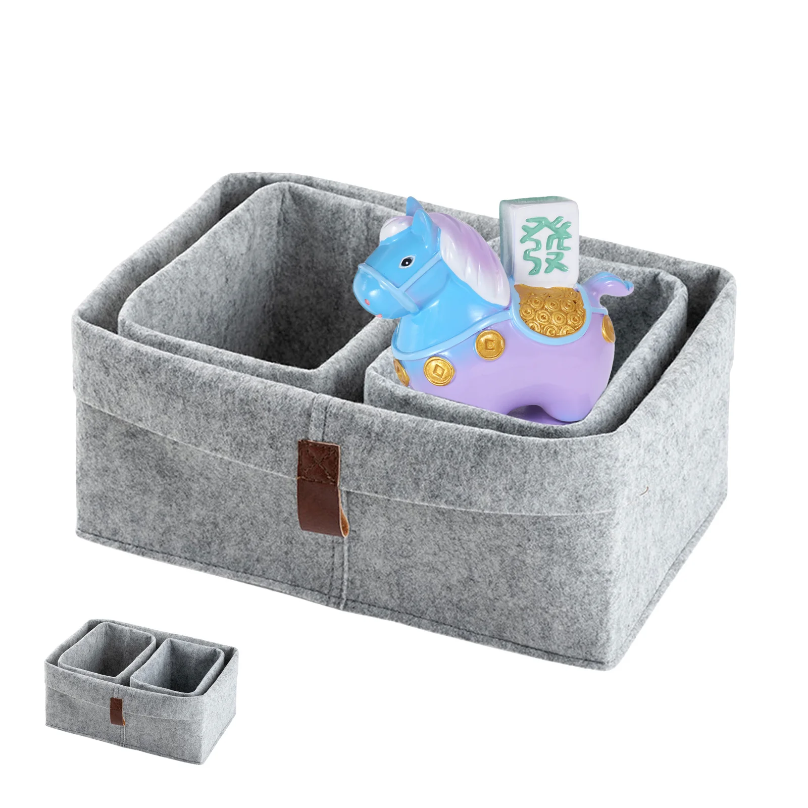 

3Pcs Felt Desktop Organizer Storage Basket Compact Practical Home Office Sundries Storage Basket Practical Organizer