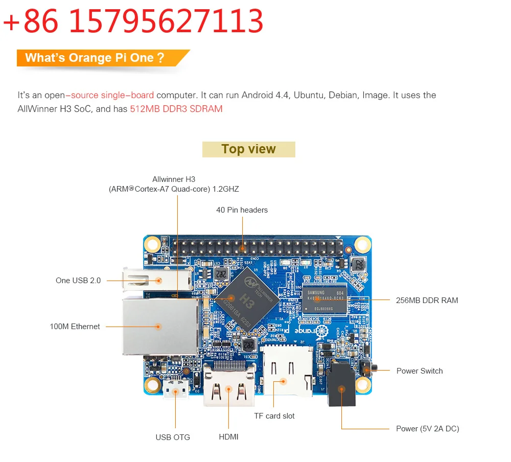 Orange Pi One  H3 1G Quad-core  Support ubuntu linux  and android mini PC