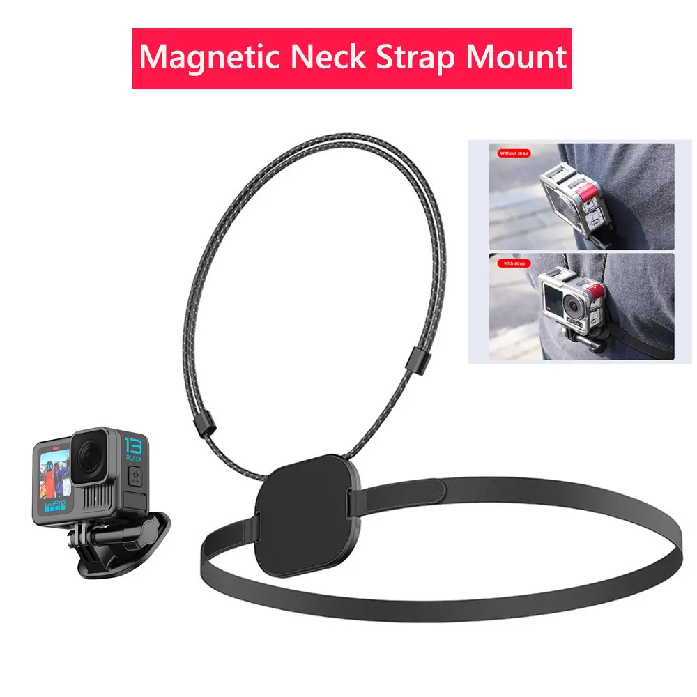 Soporte magnético fuerte para el pecho, correa para el cuello de liberación rápida, soporte para Selfie Vlog Video POV para accesorios de cámara GoPro Insta360
