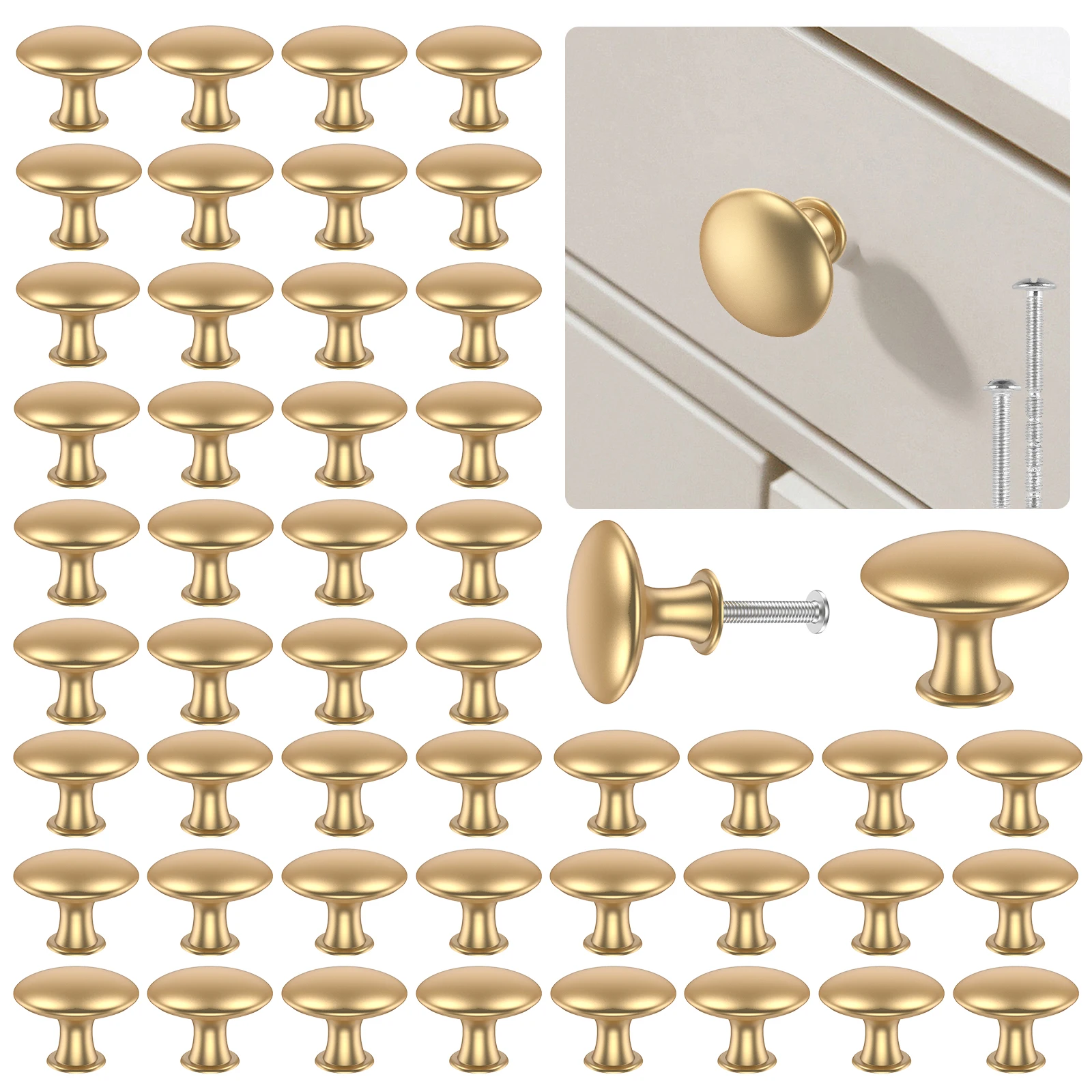 

50Pcs Drawer Knob Set Zinc Alloy Cabinet Handles Rustproof Gold Dresser Knobs with Screws Decorative Drawer Pull Handle