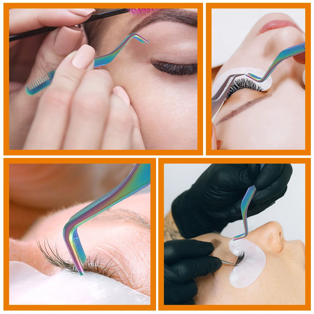 2 pezzi pinzette per ciglia in acciaio inossidabile strumento applicatore per ciglia piccolo trucco professionale applicazione ciglia accessorio donna