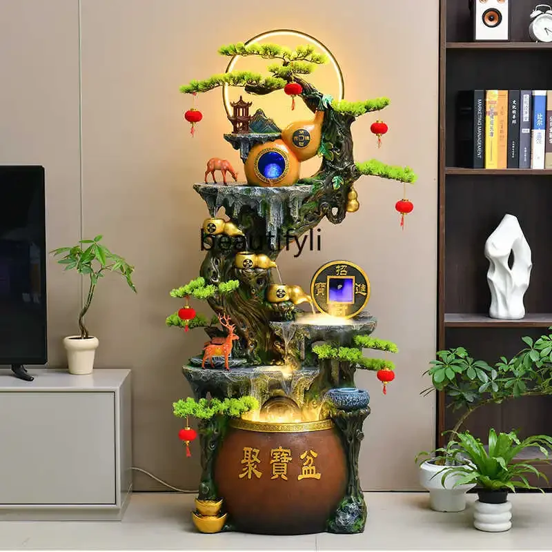 Cornucopia alpine flowing water ornament living room Shengcai rockery fountain feng shui wheel company