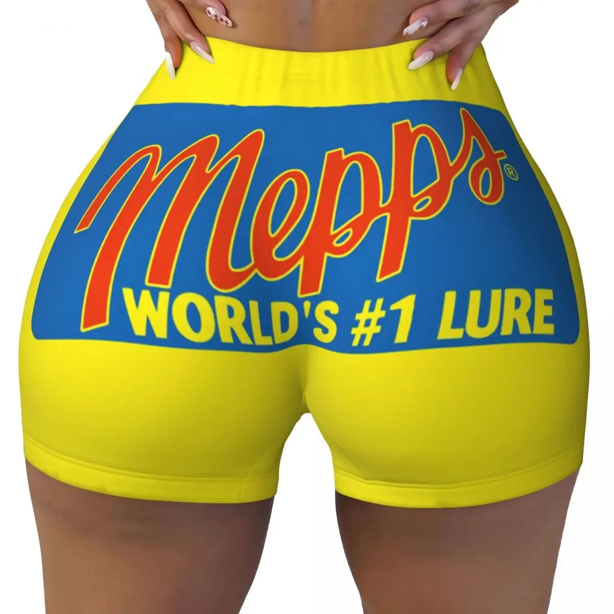 Custom Mepps World's #1 Lure Pocket Women Gym Workout Running Shorts Athletic Volleyball Biker Yoga Shorts