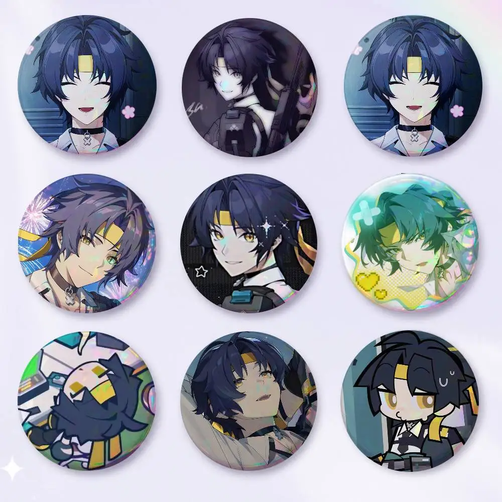 A-A-Asaba Harumasa Zenless Zone Zero Badge On Backpack Accessories Manga Pins Round Cartoon Brooches For Clothes Bag Decor Gifts