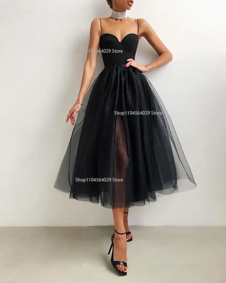 

2025 Fashion Ladies Sexy Sleeveless Tulle Mesh Dress Evening Party Solid Sundress Women Elegant Ball Gown Dress