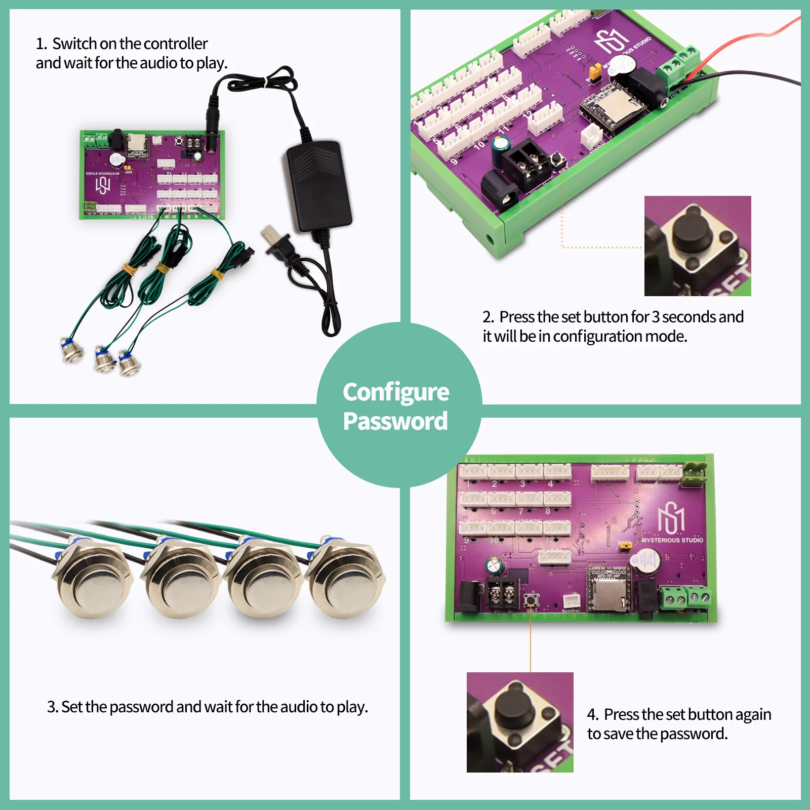 Mysterious Studio Room Escape Prop Metal Small Button No Light Continuous Edition Press the button to unlock