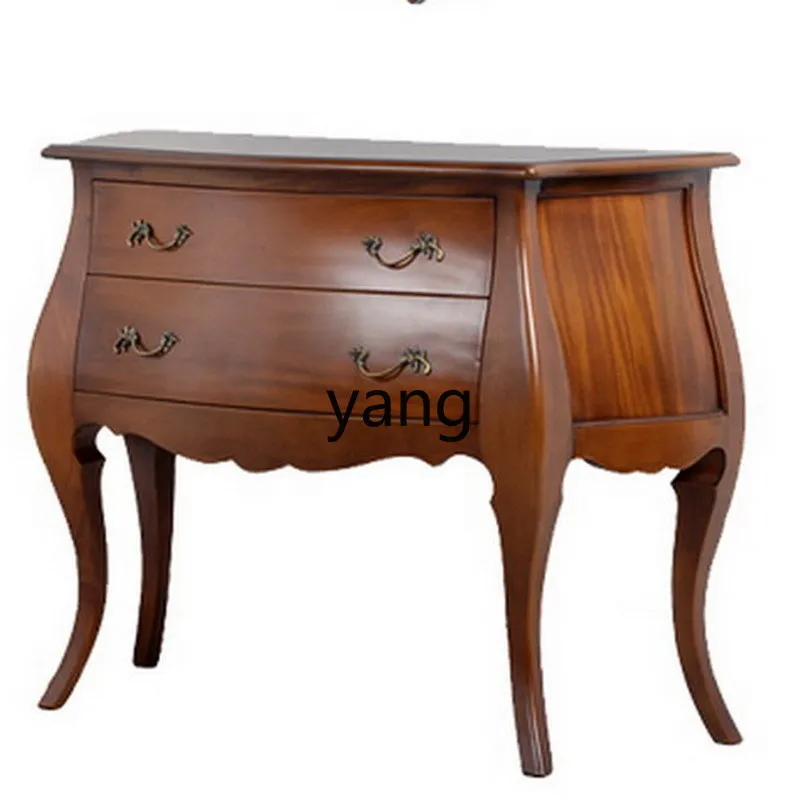 LMM Solid Wood Console Tables Two-Drawer Console American Semicircle Curved Hallway against the Wall Decoration Table