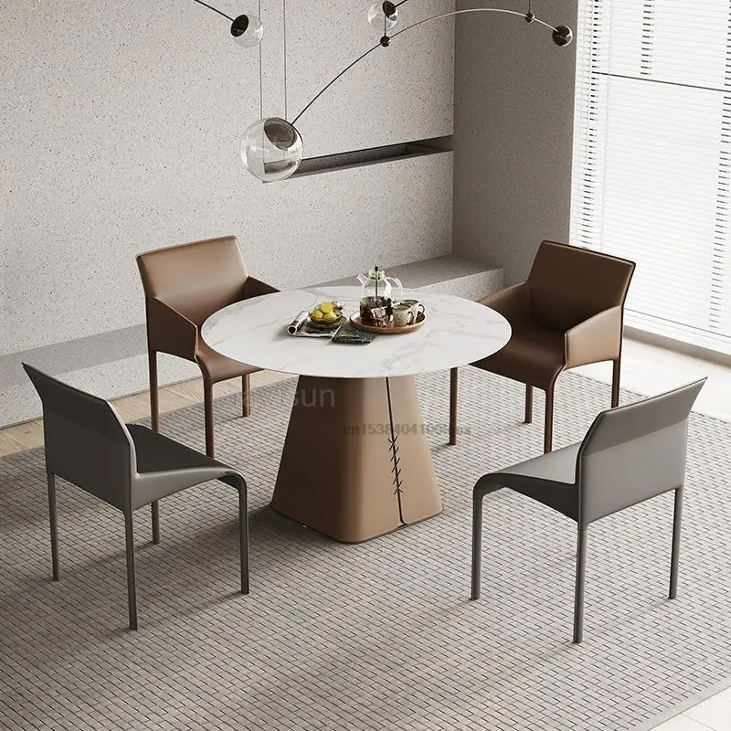 

Classical Circle Tables Combination For Six People Italian Minimalist Style Small Apartment Furniture Dining Table And Chairs