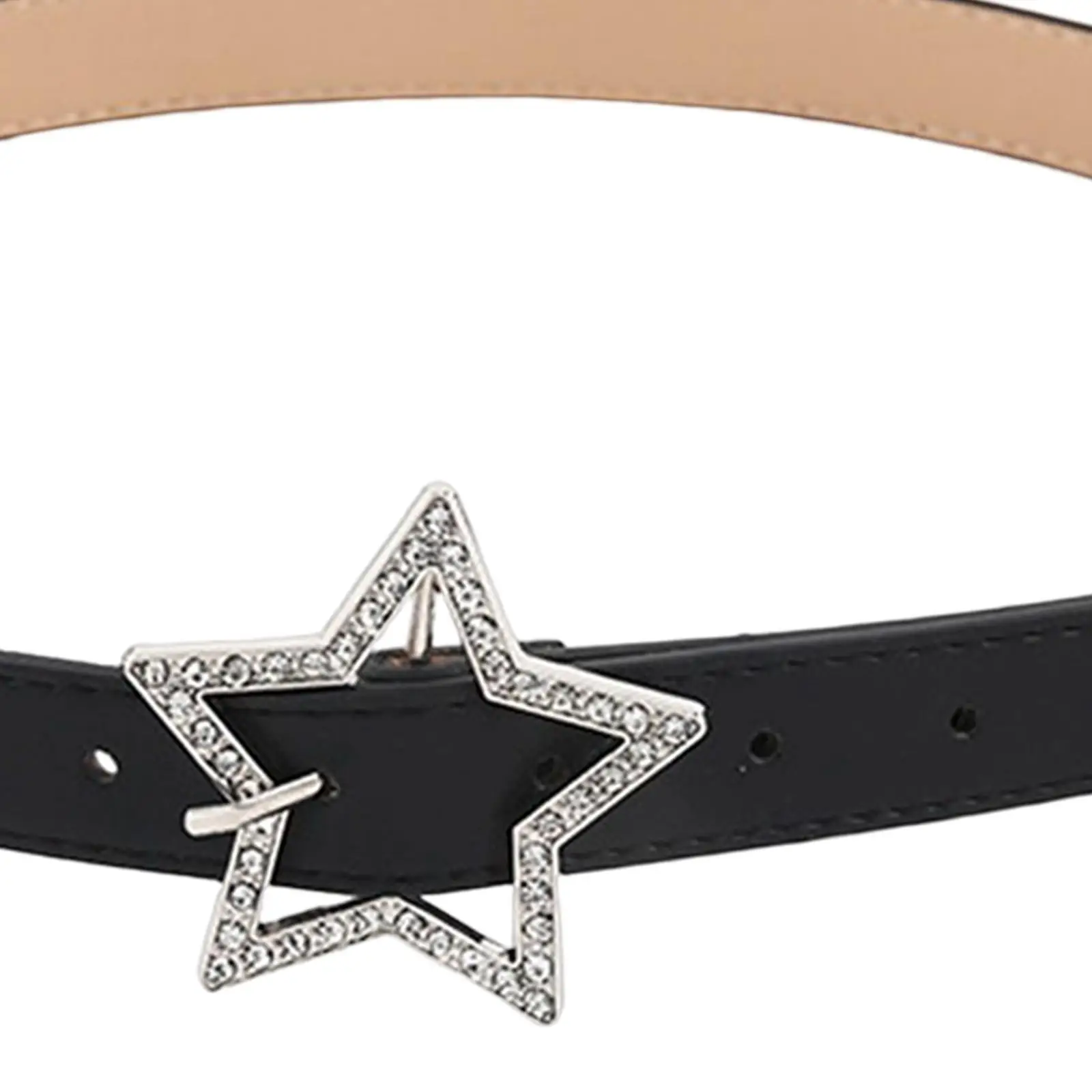 

Women Star Rhinestone PU Leather Belt Waist Strap Belts Width 2.3cm for Gothic Clothing