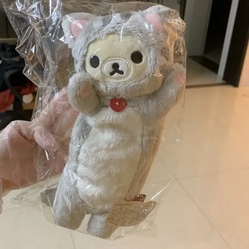 Japanese Rilakkuma Bear Sister Transformed Cat Plush Pencil Bag Cartoon Large Capacity Pencil Case Storage Bag Portable Gift