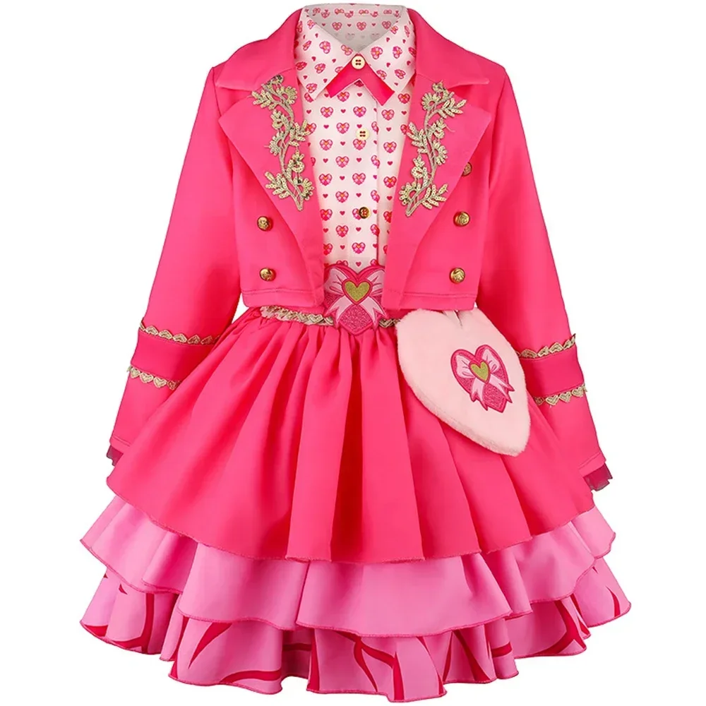 2026 Descendants Girls Princess Pink Costume Halloween Retro Long Sleeve Blazer Sweet Tiered Dress Birthday Party Fancy Outfit view 4