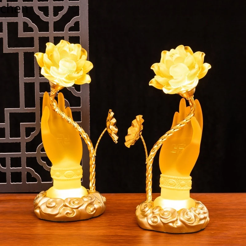 YFY  buddha offering glazed lotus colorful buddha hand ornament for home everlasting ornament buddha front bouquet