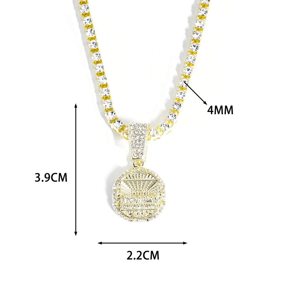 Delicate Shiny Last Supper Pendant Necklace Men's Jewelry Match Iced Out 4mm Tennis Chain Fashion Men Hip Hop Jewelry Women Gift
