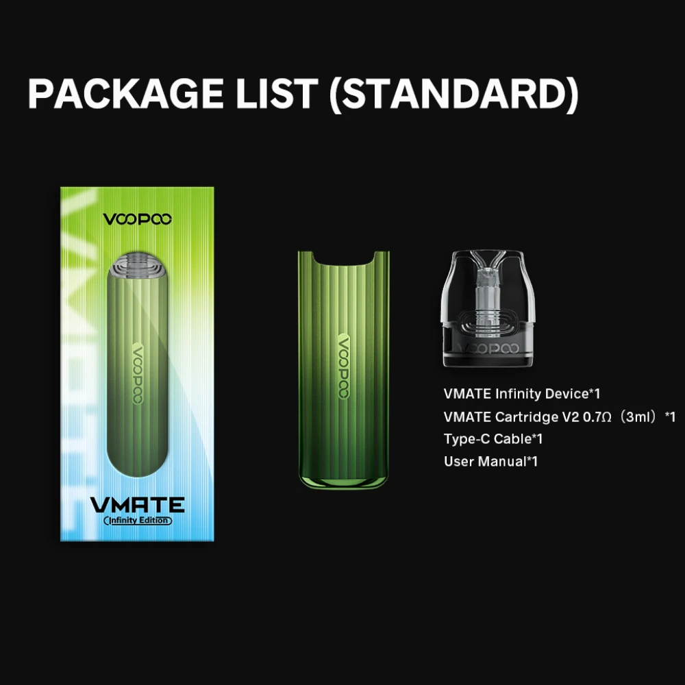 VOOPOO Vmate Infinity Edition Kit 900mAh Battery 17W Vape Fit Vmate V2 & V.THRU Pro Pod Cartridge Electronic Cigarette Vaporizer