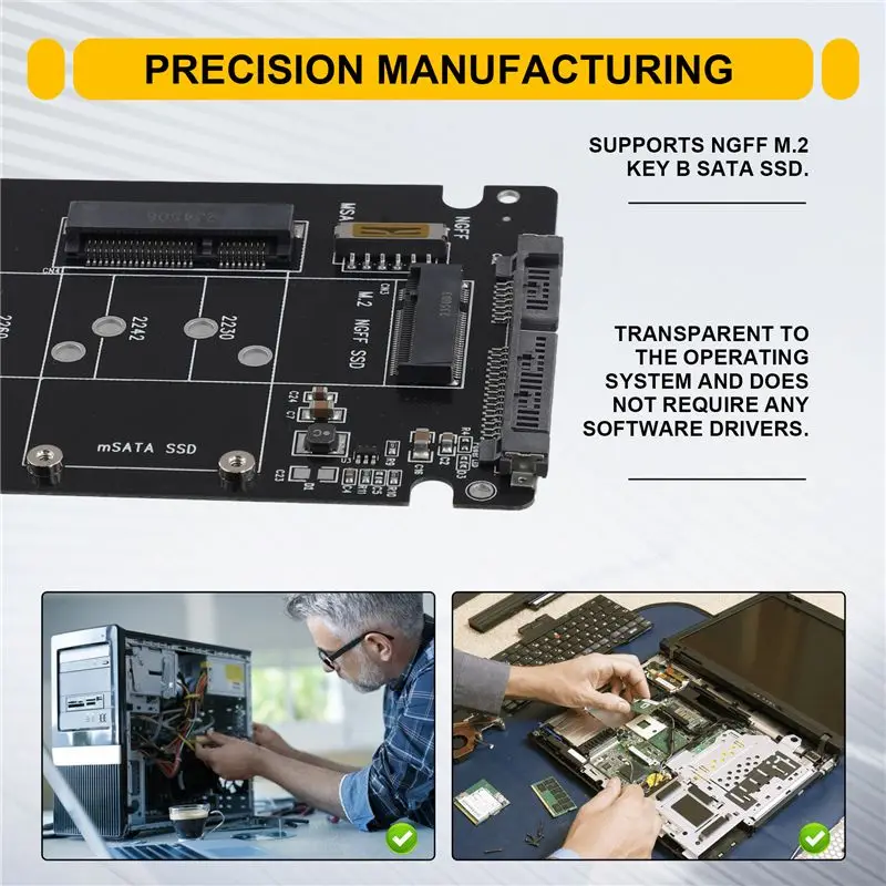 Delicate Texture-2 In 1 NGFF M.2 B+M Key Mini PCI-E Or Msata SSD To SATA III Adapter Card For Full Msata SSD/ 2230/2242/2260/22X