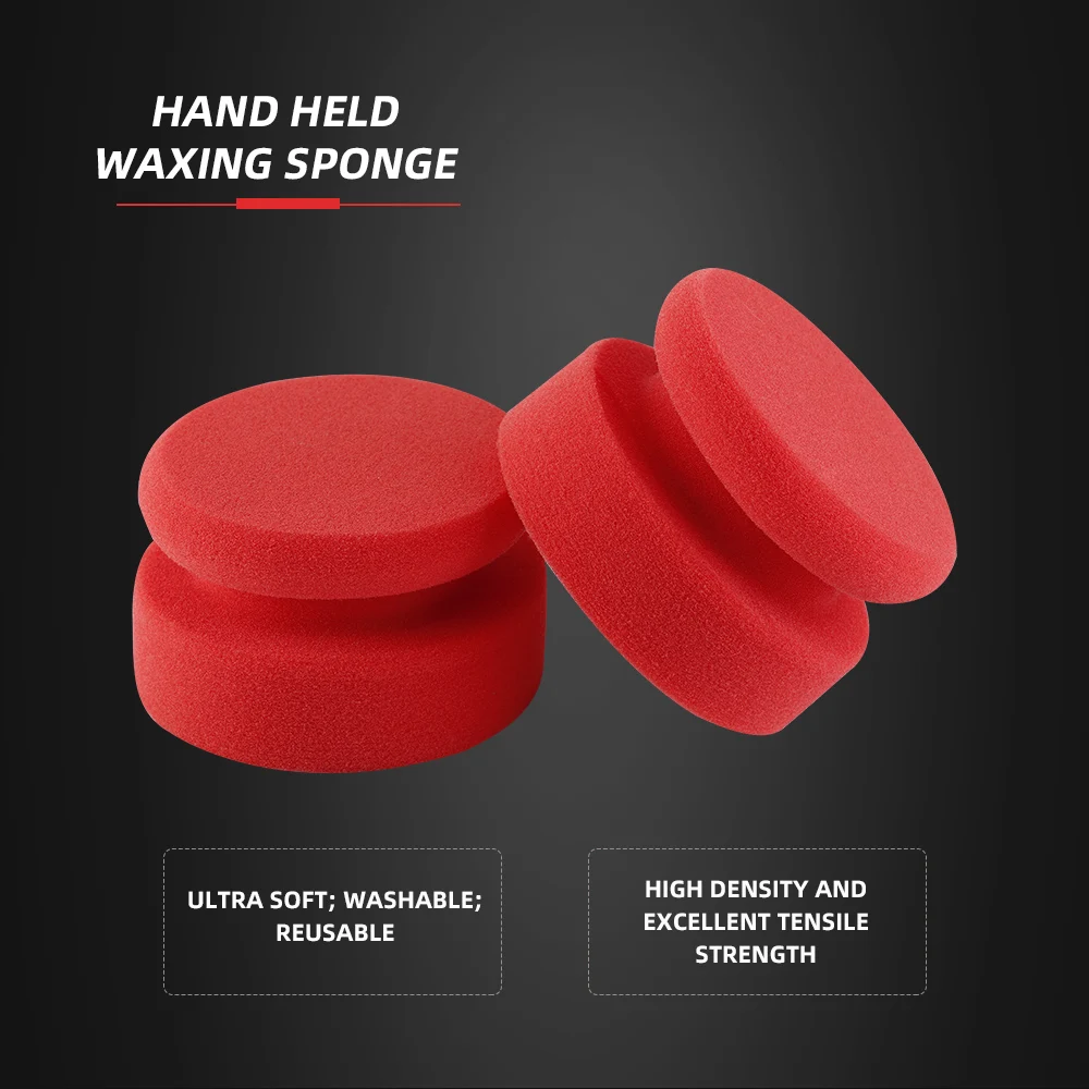 (Single Sale) SPTA Red Hand Waxing Sponge Compound Applicator Brush Car Beauty Washing Pad Auto Paint Care Polishing