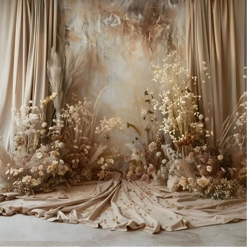 Mehofond التصوير الخلفيات البيج تان بوهو الأزهار جدار الفن الملمس الأمومة الزفاف خلفية الصورة استوديو التصوير الدعائم