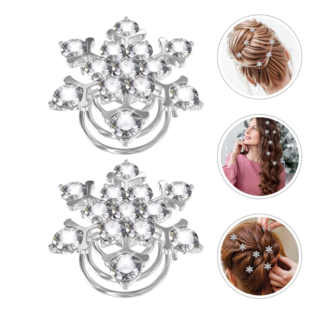 

15Pcs Snowflake Spiral Crystal Hair Pins Rhinestone Metal Coil Twist Bridal Clips for Wedding Christmas Prom Hair