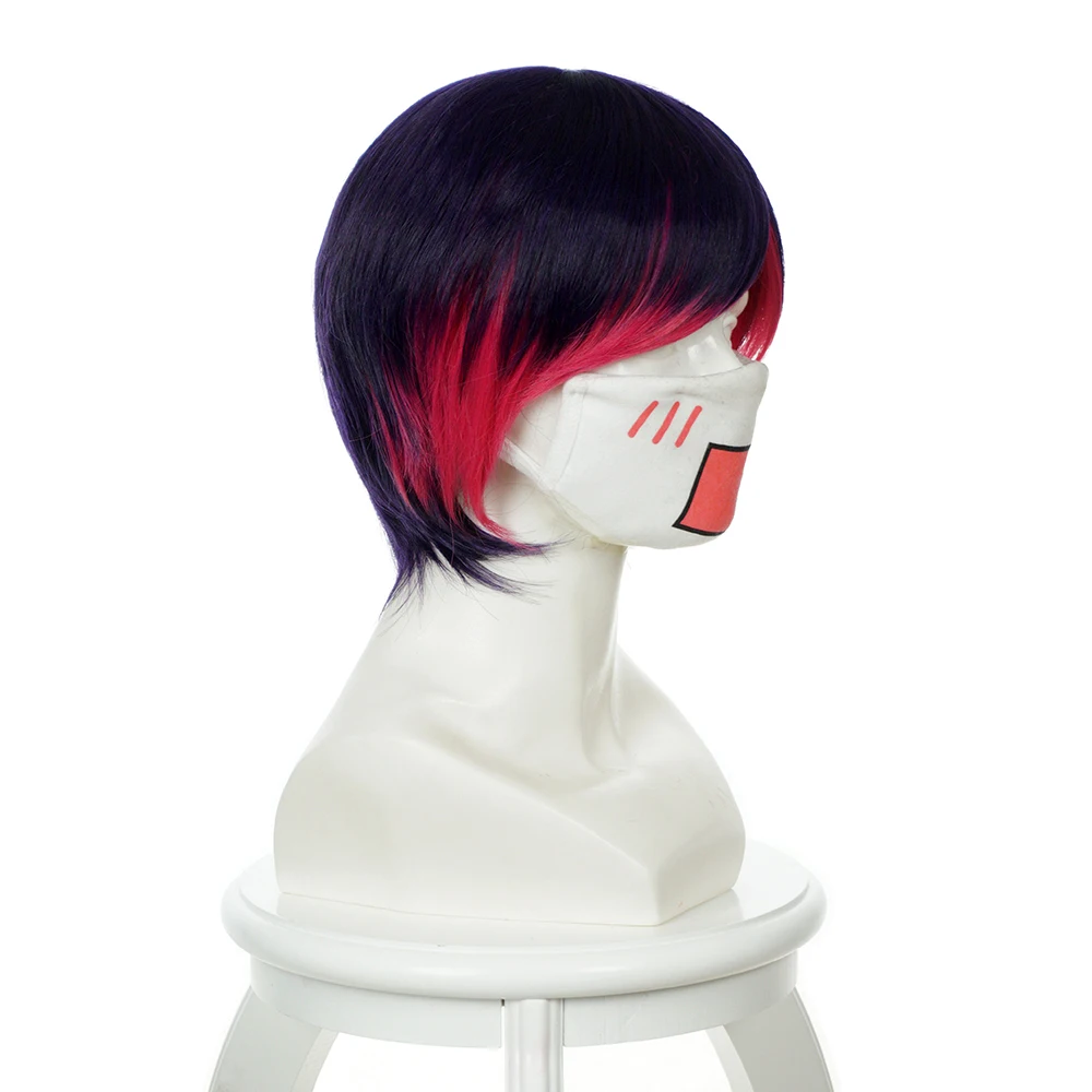 Brdwn Yuri Kuma Arashi Womens Ginko Yurishiro 35cm/13.8" Short Purple Red Straight Cosplay Wigs view 2