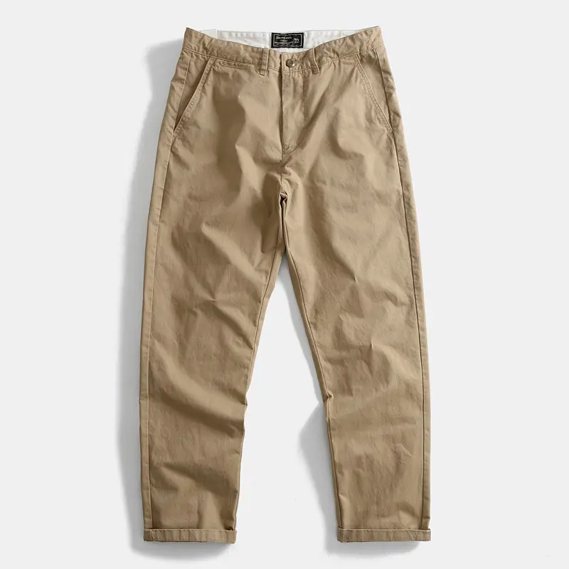 

Мужские повседневные брюки из 100% хлопка в японском ретро-стиле, прямого кроя, для активного отдыха, с эффектом потертости, в американском стиле, модные