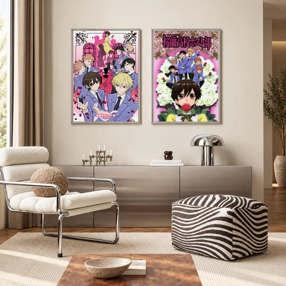 Romantic Comedy Anime Ouran High School Host Club Poster Self‑Adhesive Waterproof PP Poster Coffee Bar Wall Art Home Decor