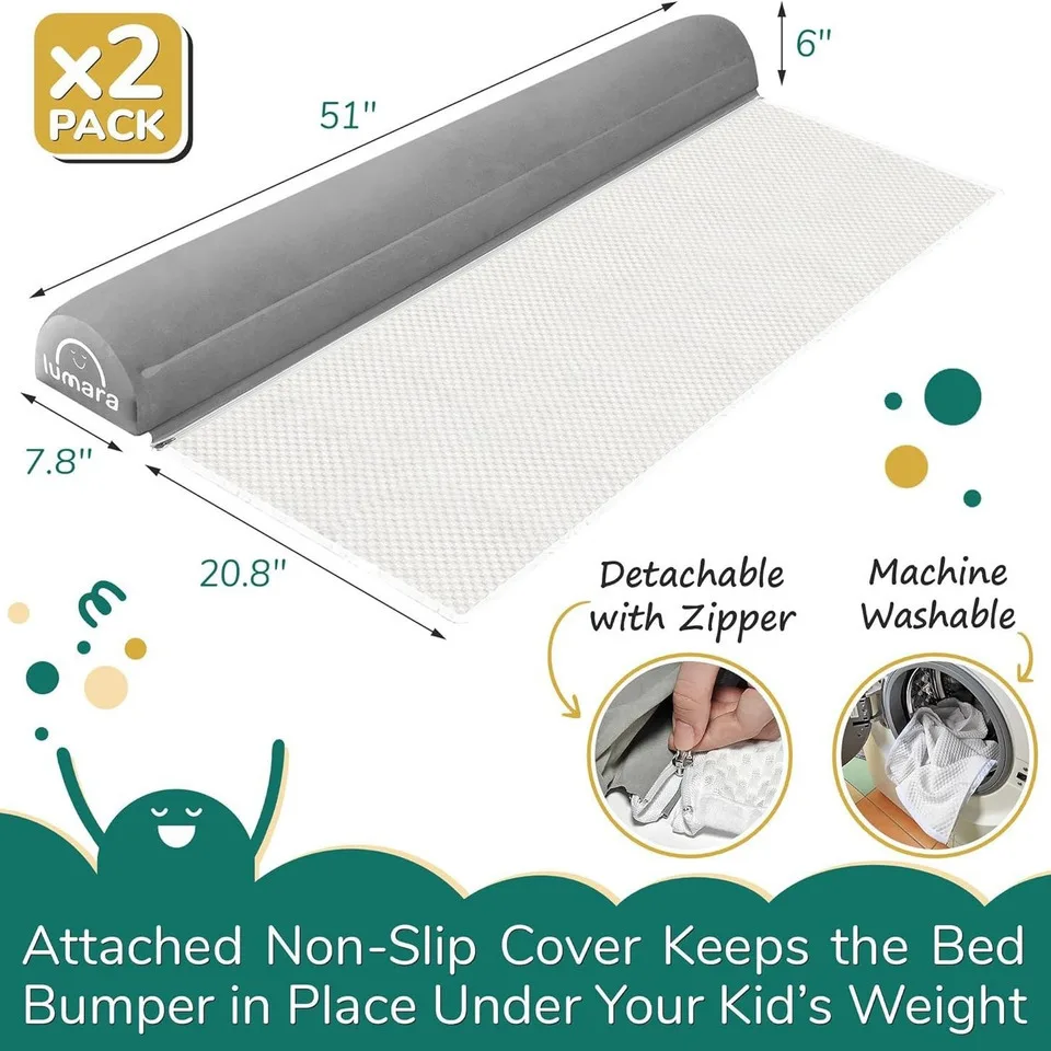 Inflatable Bed Rail For Toddlers Portable Travel Bed Bumpers For Kids Fits Twin Queen King Size Beds Non-slip Safety Guard Rails