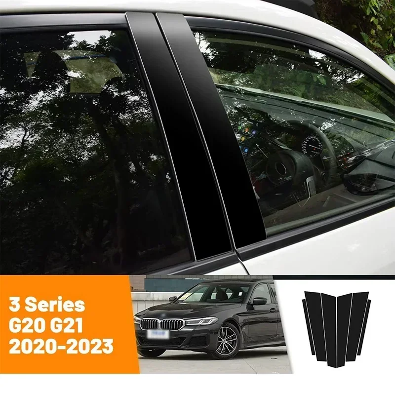 

Car Black Carbon Fiber Doors and Windows B C Stickers Accessories For BMW 3 Series G20 G21 2020-2023 2021 2022