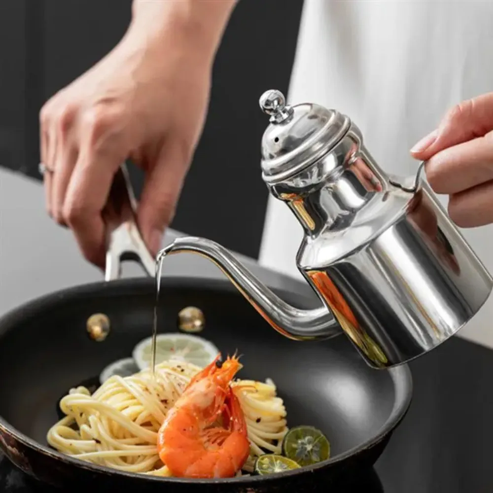 

Бутылка для масла из нержавеющей стали с длинным носиком, прочный 310/500 мл, нержавеющий дозатор для уксуса, арабский стиль, против падения, масляный горшок, приправа