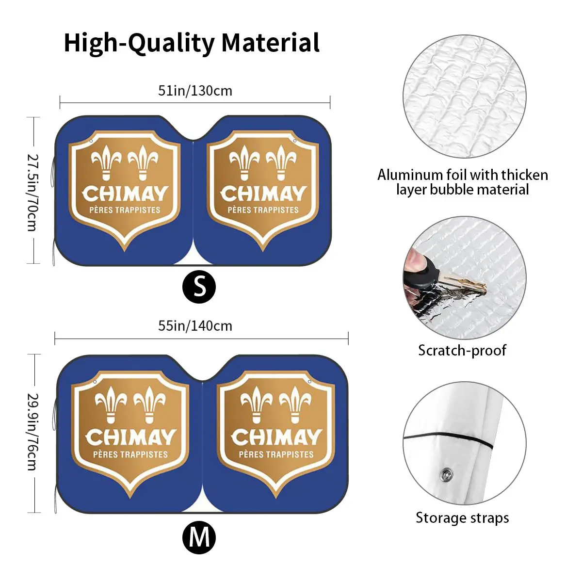 Chimay Logo Sunshade Windscreen Car Front Windshield Window Sun Visor Accessories Covers - view 3