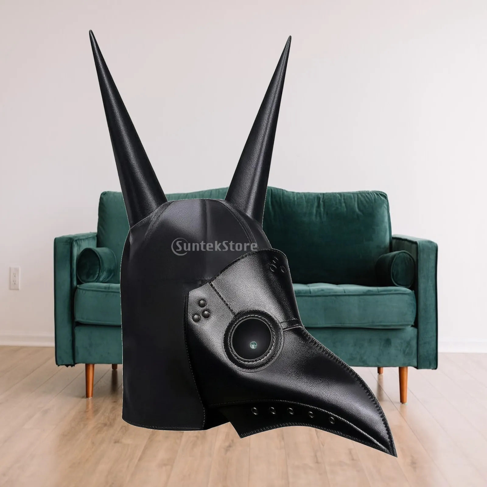 Adult Steampunk Party Hat PU Leather Beaked Horned Mask Headpiece for Gothic Cosplay Halloween Dark Fantasy Costume Themed