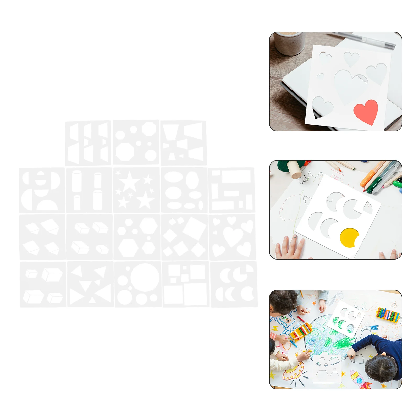 

18Pcs Painting Stencils Reusable Premium Pet Drawing Templates for Kids DIY Crafts Scrapbooking Wall Decor Hollow-Out Design