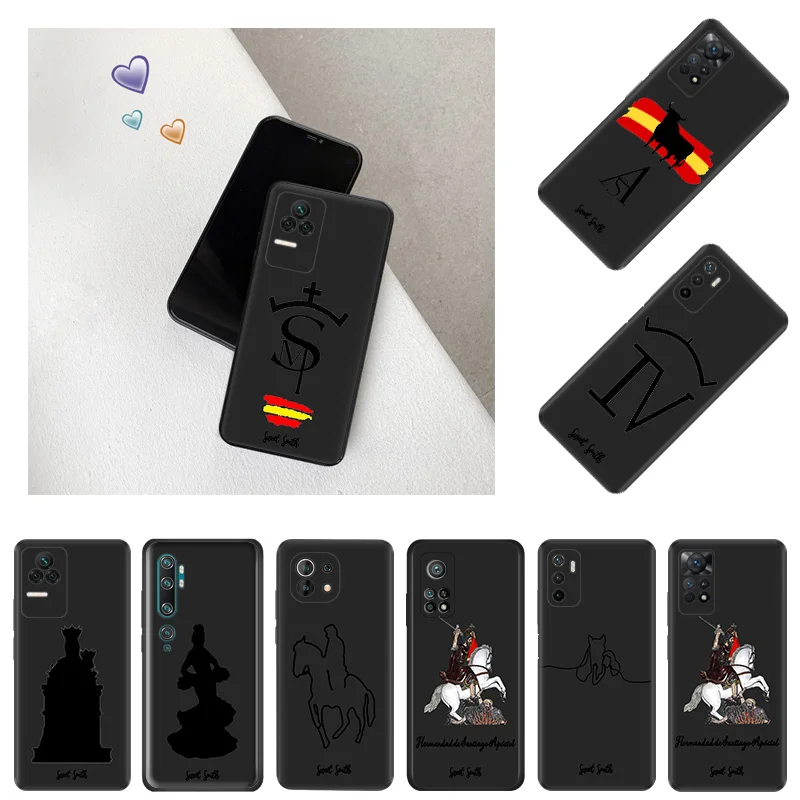 Ultra Thin Black Phone Case For Redmi Note11 11s A1 A2 Plus K60 K50 K40 Xiaomi 14 11t 11 Lite CC9 Pro Horse Knight King Cover