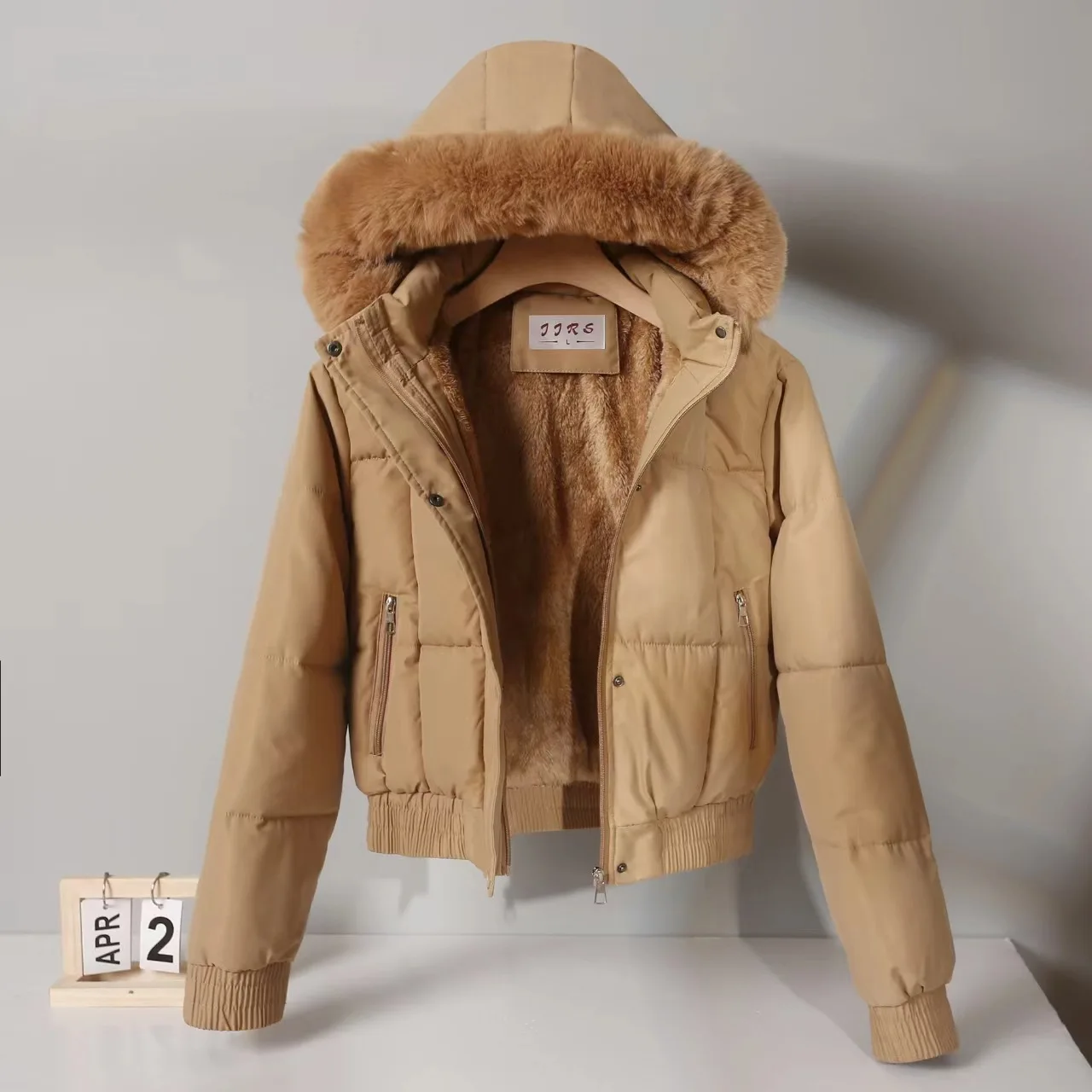 Manteaux à capuche avec doublure polaire, col en fourrure épaisse, pardessus chaud pour étudiant, mode hiver, Parkas en fausse fourrure, veste rembourrée en coton pour femmes