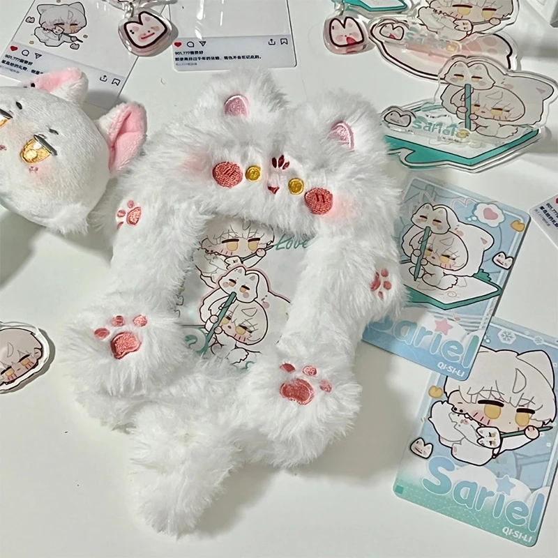 Симпатичный мультяшный плюшевый Лисий держатель для фотокарт для женщин и девочек кавайный студенческий пушистый держатель для фотокарт для удостоверения личности брелок для Idol фотоальбом