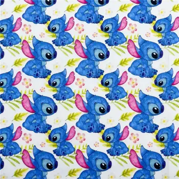 45*145cm popelín z bavlněné látky s motivem Disney Stitch, šicí a prošívací tkaniny, látky Lilo & Stitch, vyšívání, kutilství, ručně vyráběné 6 nejlepší prodej látka Lilo a Stitch - №3