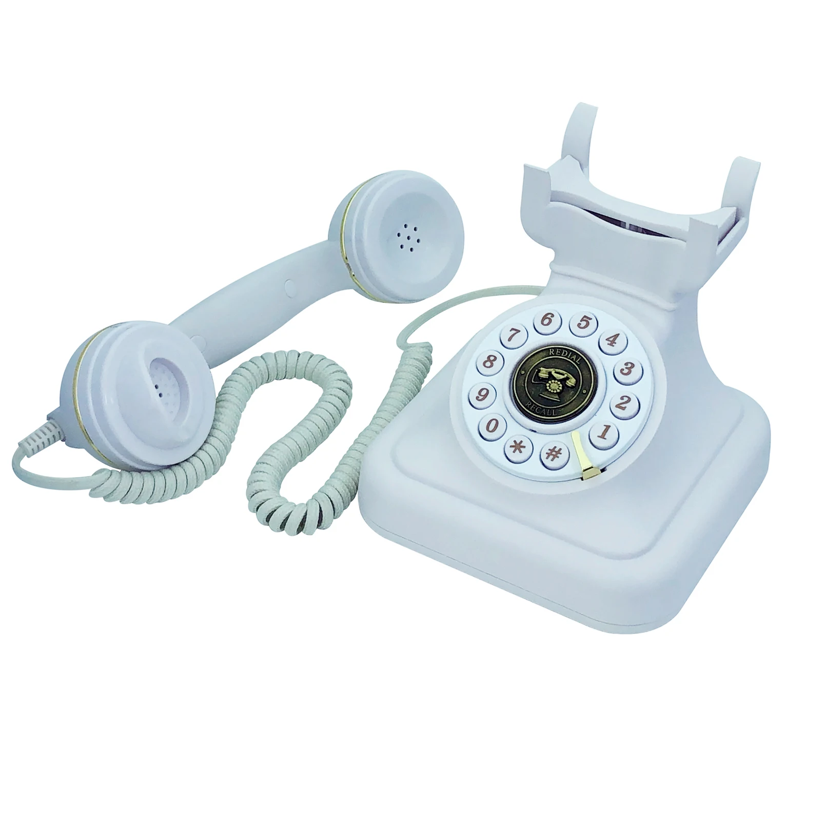 Corded Telephone,Retro Landline Phone for Home, White Old Fashion Phone, 1930\'s Push button phone, Antique Home Telephone