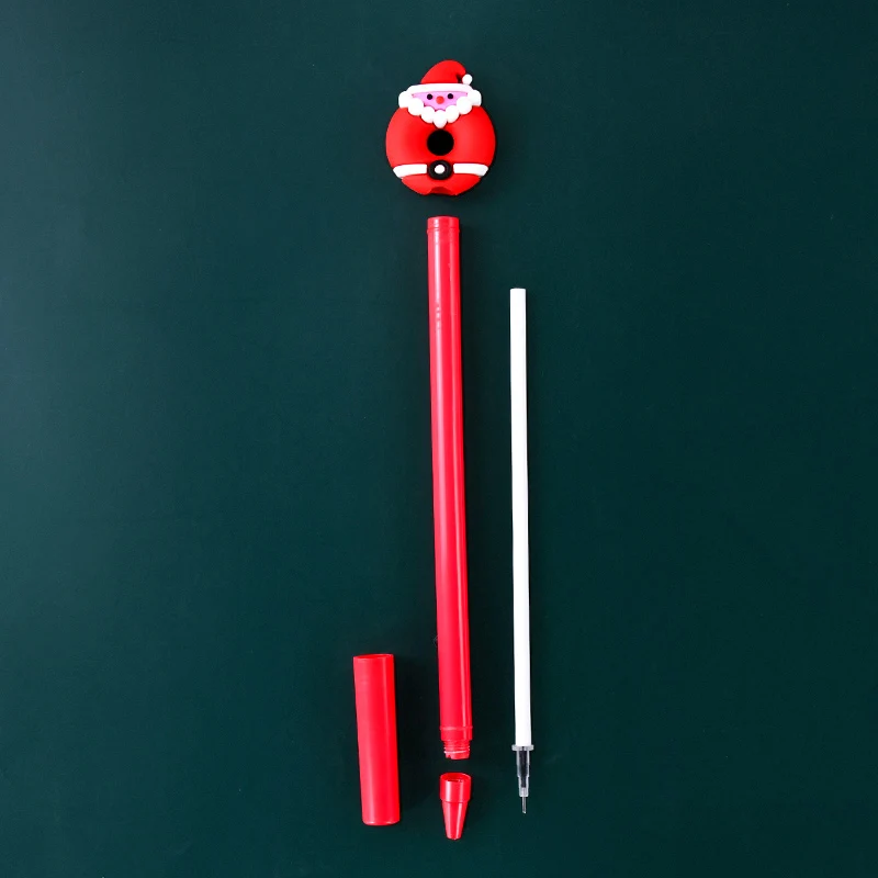 10Pcs Christmas Gel Pen Cartoon Snowman Elk Santa Claus Black Neutral Pens School Writing Pens Stationery Xmas Party Favor Gifts